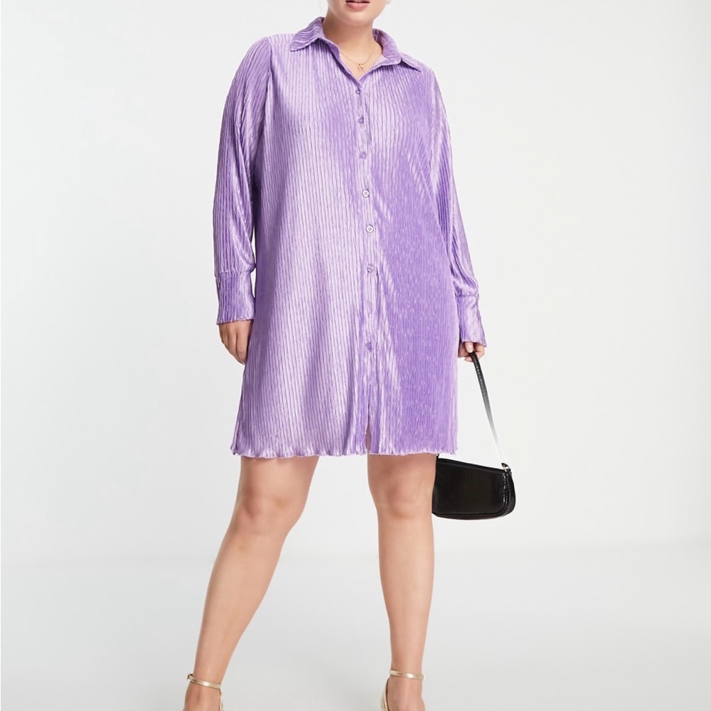Lilac  Pleated Shirt Dress Size 14